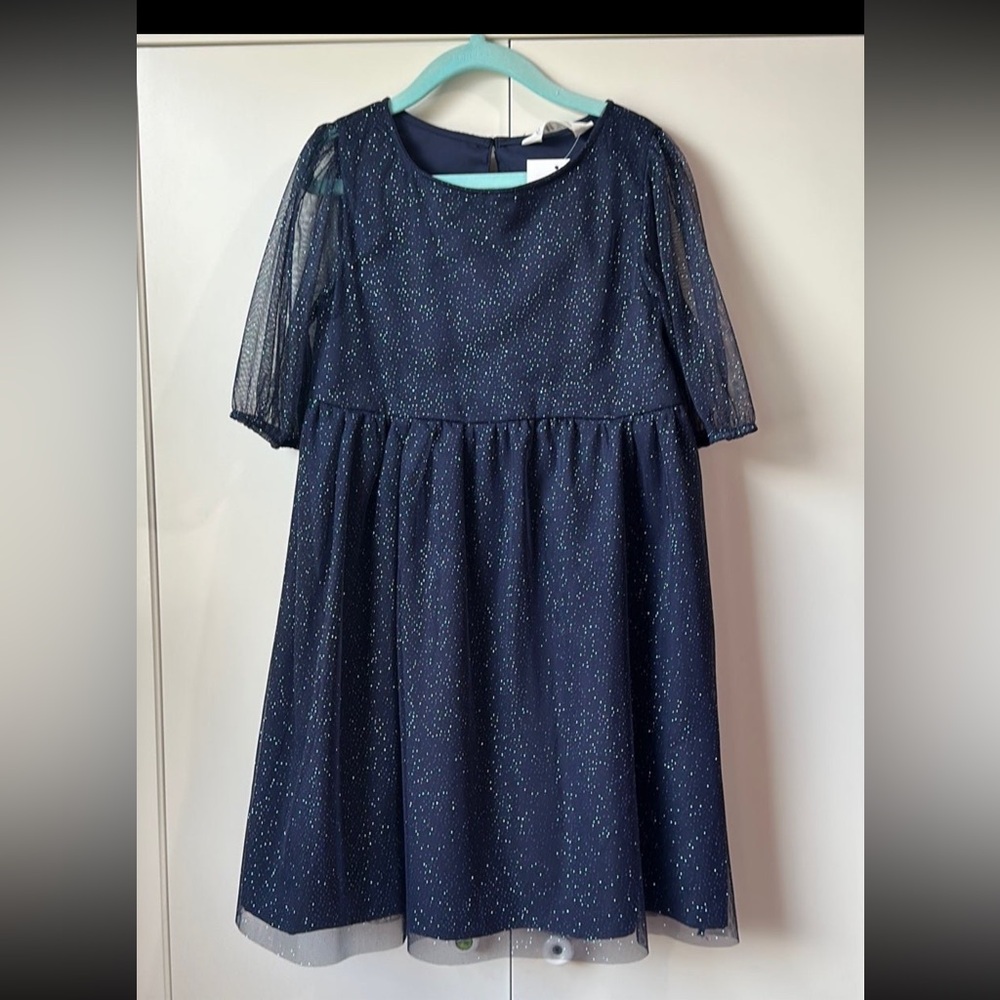 NWT H&M Navy blue sparkly Dress girls size 6X.